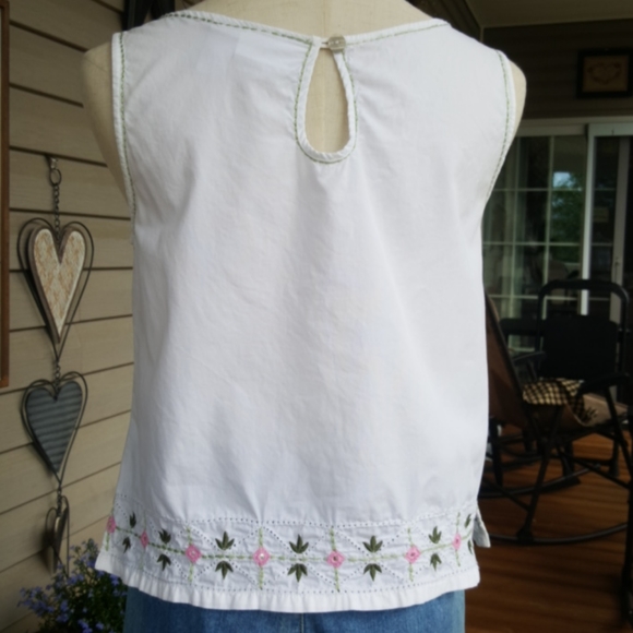 Liz Claiborne ♡ Sweet Vintage 2pc Embroidered Sleeveless Top SP | Jean Capris 2P - Picture 10 of 17